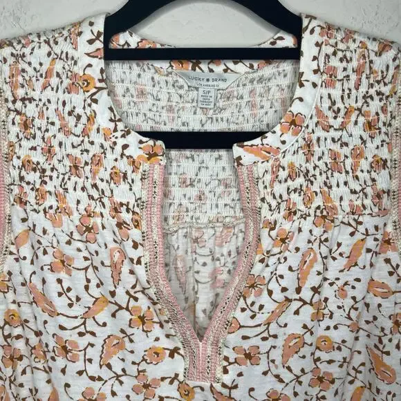 Lucky Brand Cream Floral Sleeveless Tank Top - Size S - Picture 2 of 4